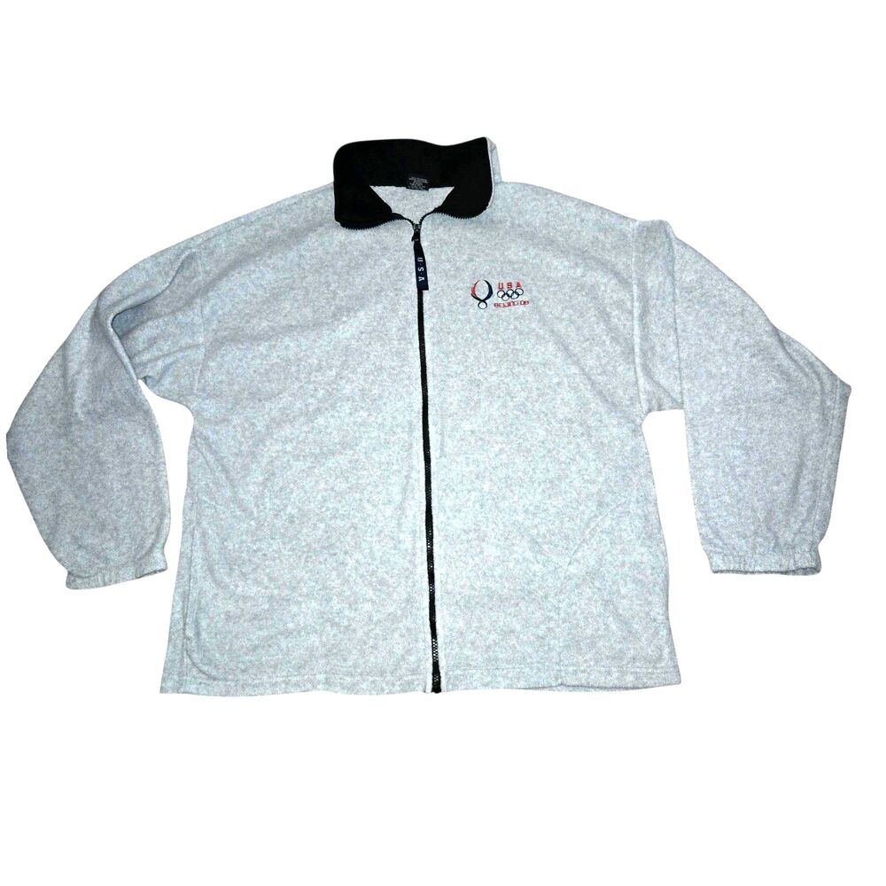 2008 Beijing Olympics Team USA Gray Fleece Full Zip Jacket Size XL‎ Made in USA